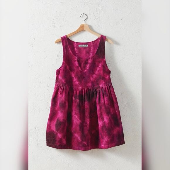 Urban Outfitters Kimchi Blue Tie-Dye Corduroy Babydoll Mini Dress Small - Picture 5 of 6